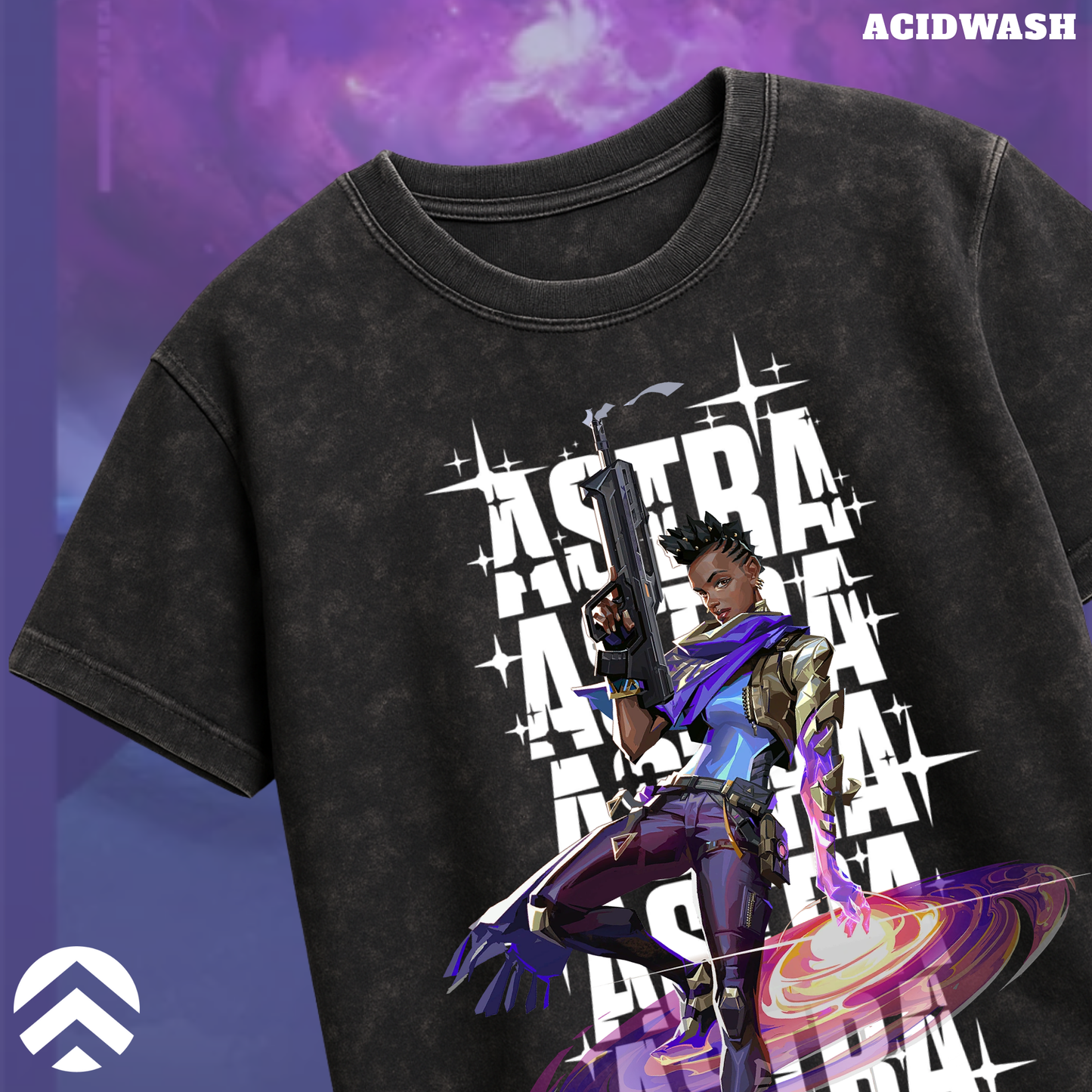 Astra | Valorant – Cosmic Vision Acid Wash Tee
