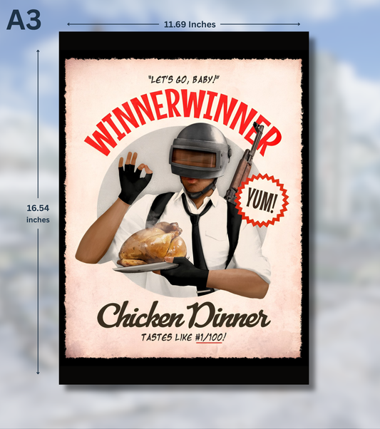 Winner Winner Chicken Dinner – BGMI Retro Wall Art