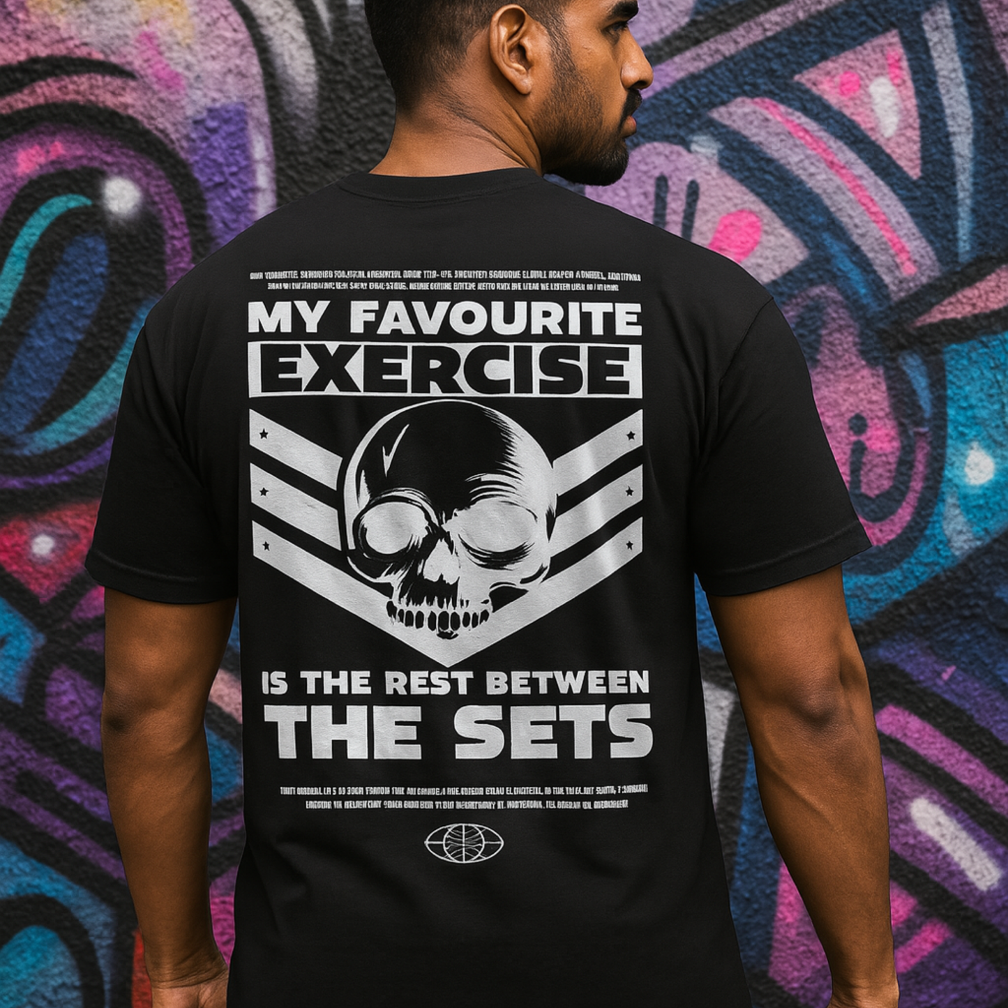 Rest Between Sets Skull Gym Tee –  Black Edition Oversized