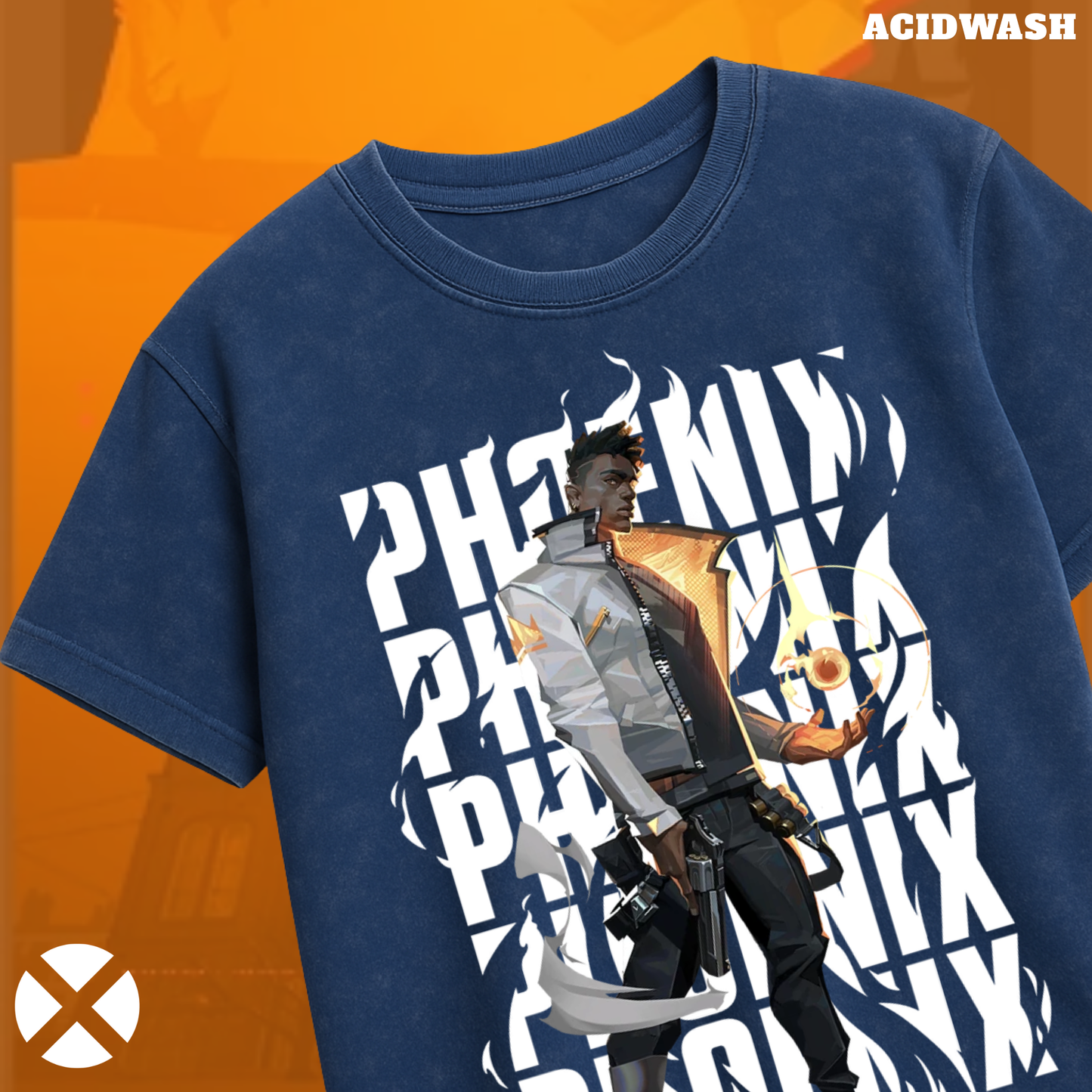 Phoenix | Valorant – Blazing Rebirth Acid Wash Tee