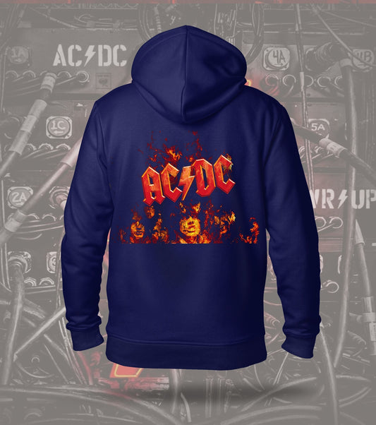AC/DC Flame Logo Graphic Hoodie – Navy