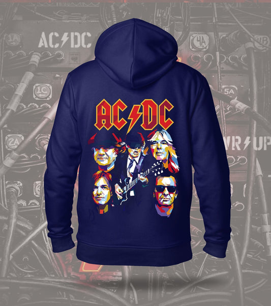 AC/DC Band Portrait Graphic Hoodie – Navy