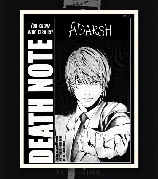 Death Note Custom Name Poster – Choose Your Character (Light / L)