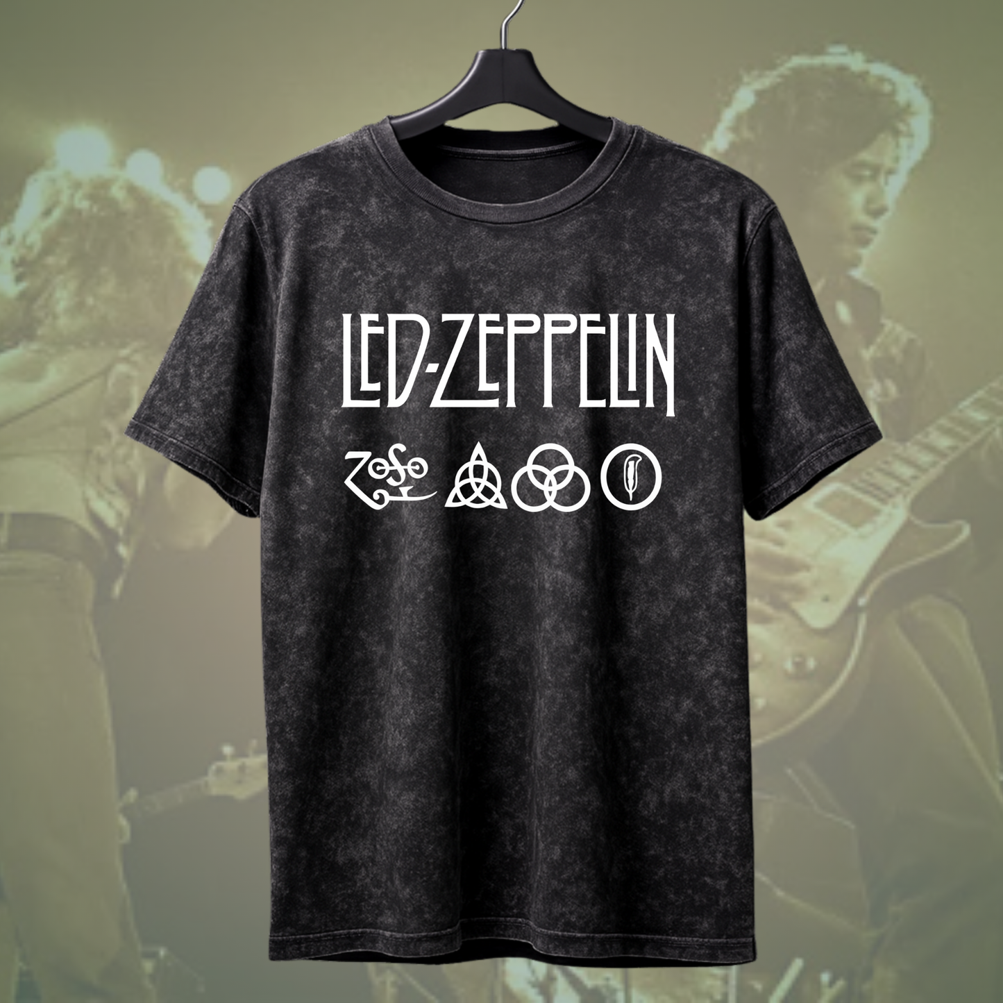 Led Zeppelin Symbols Acid Wash Tee