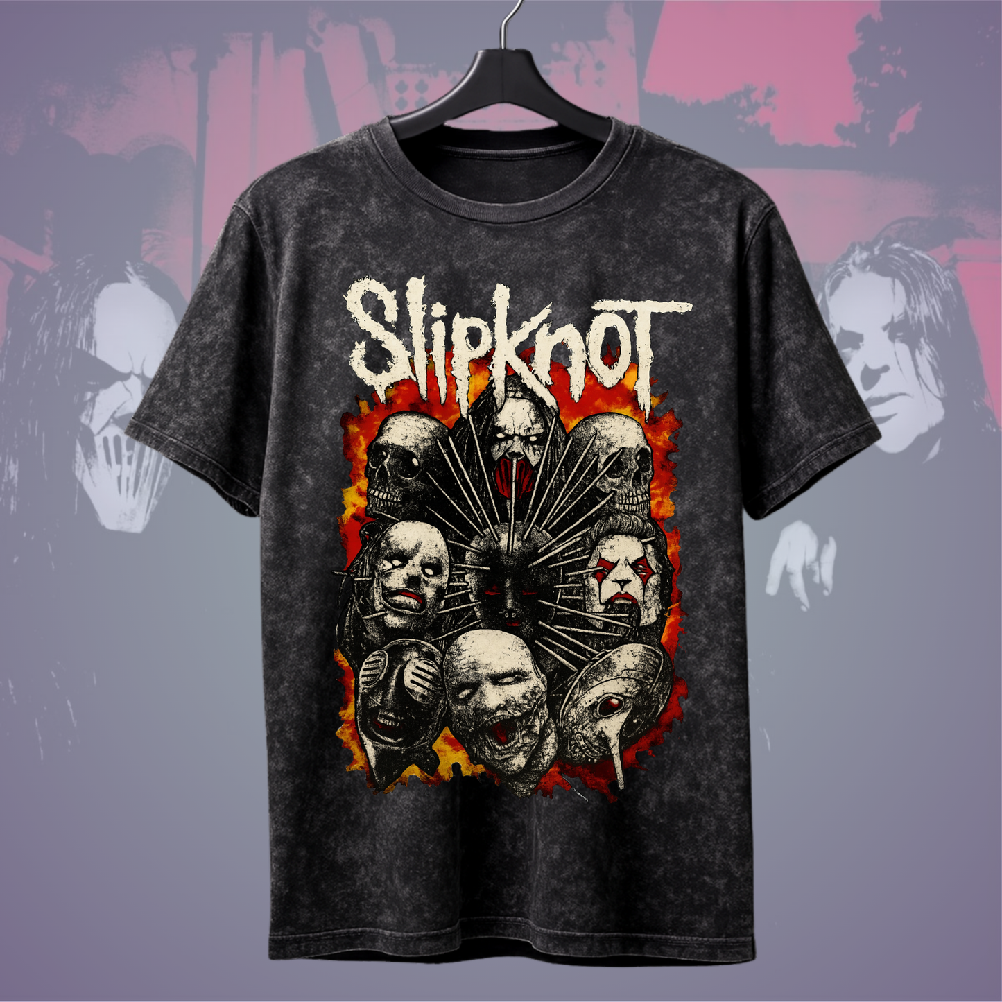 Slipknot Inferno Mask Acid Wash Tee