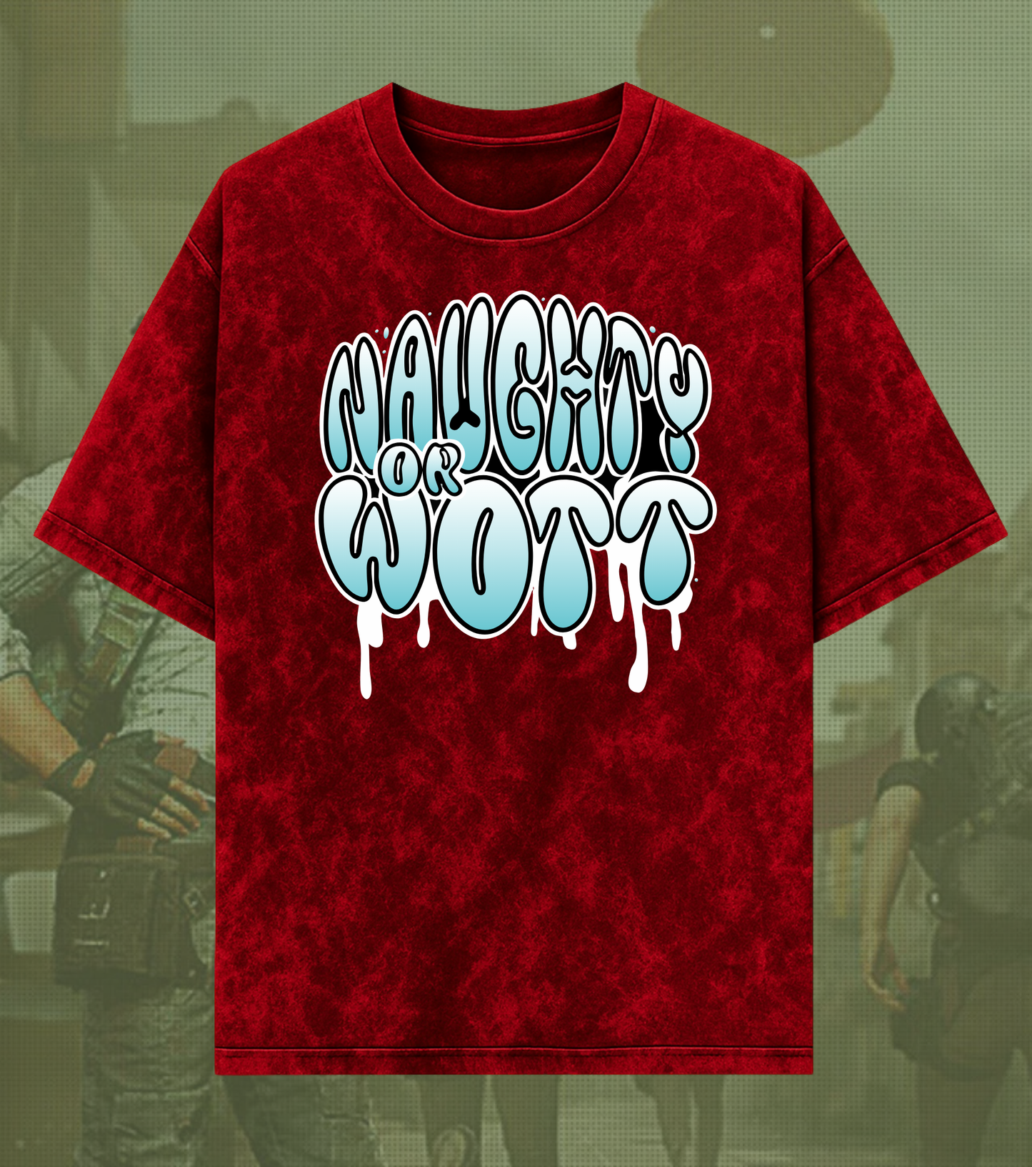 Naughty Or Wott – 240 GSM Acid Wash Oversized Streetwear Tee