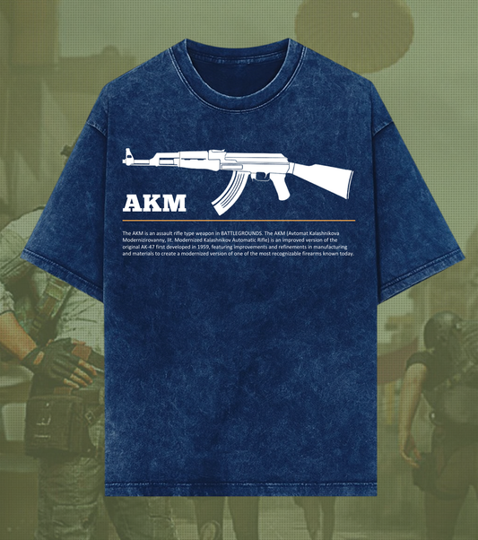 BGMI AKM Graphic Acid Wash Oversized T-Shirt | Premium 240 GSM Heavyweight Tee