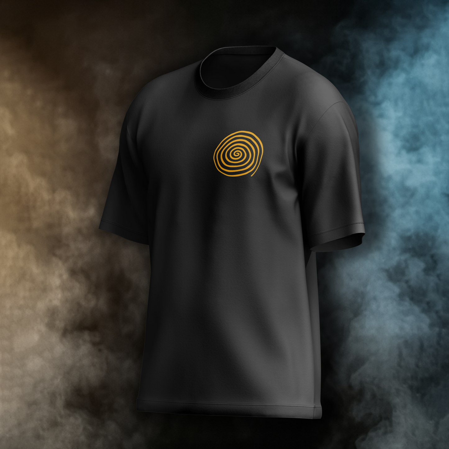 Overthinker Spiral – Black & Mustard Oversized T-Shirt