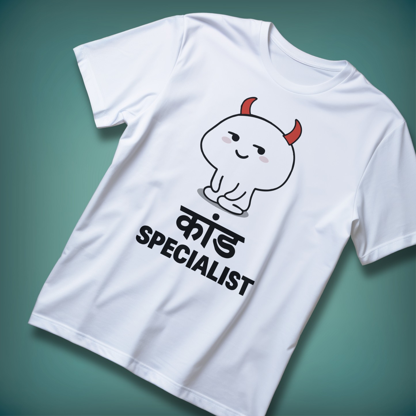 Kaand Specialist – Funny Desi Devil Cartoon T-Shirt for Mischief Makers