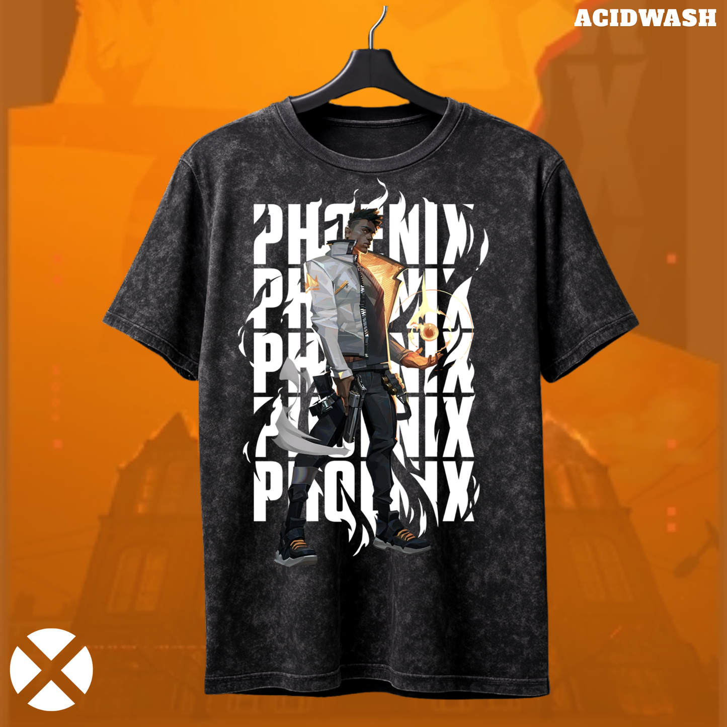 Phoenix | Valorant – Blazing Rebirth Acid Wash Tee