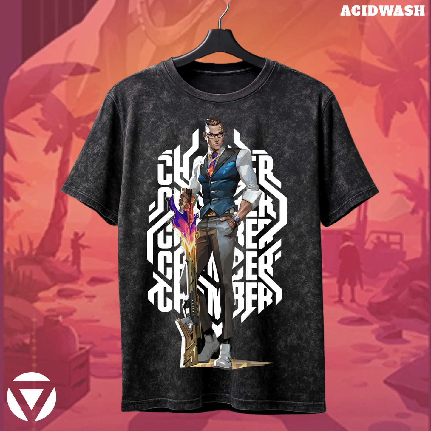 Chamber | Valorant – Deadly Elegance Acid Wash Tee
