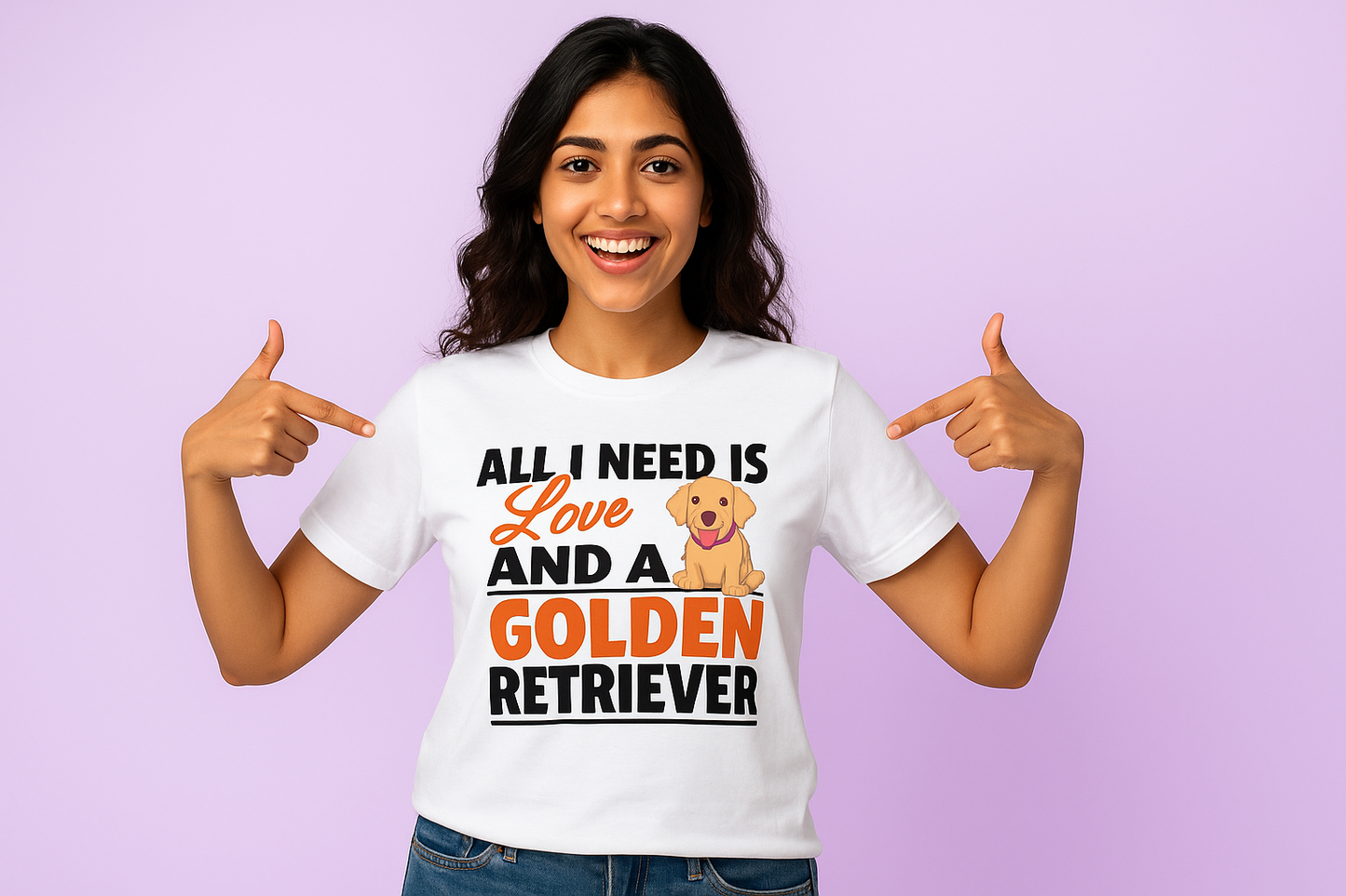 ALL YOU NEED IS LOVE AND A GOLDEN RETRIEVER" T-Shirt – Cute Dog Lover Gift Tee