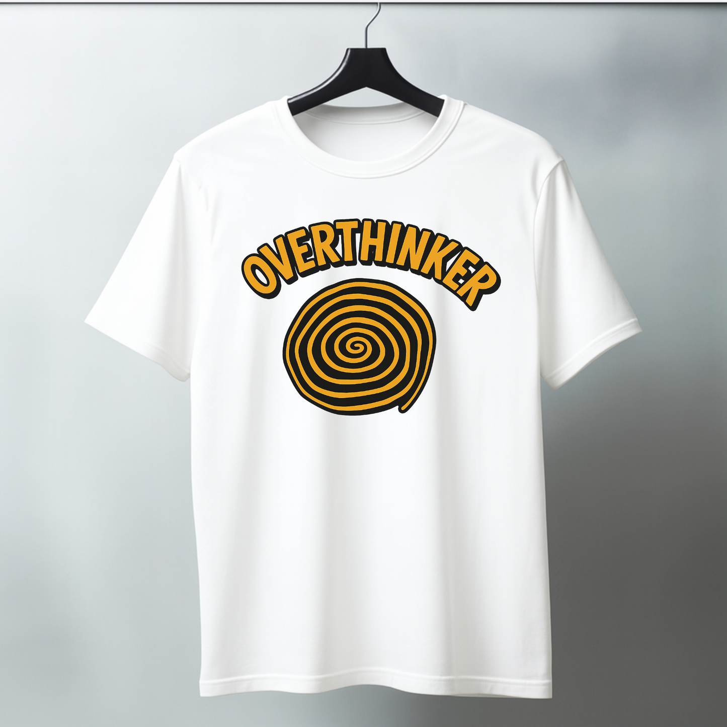 Overthinker Spiral – Black & Mustard Regular T-Shirt