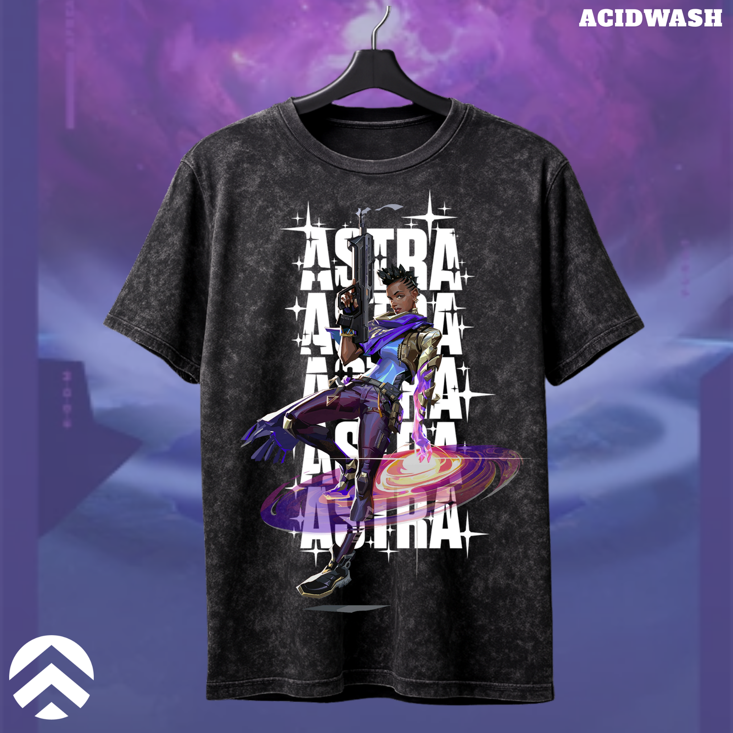 Astra | Valorant – Cosmic Vision Acid Wash Tee