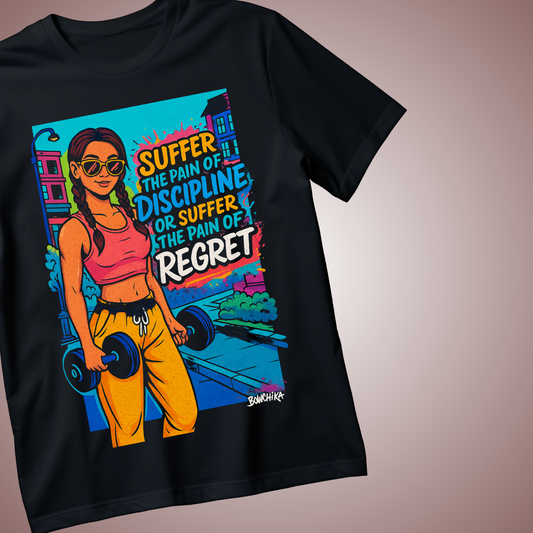 Suffer the Pain of Discipline or the Pain of Regret – Bold Fitness T-Shirt