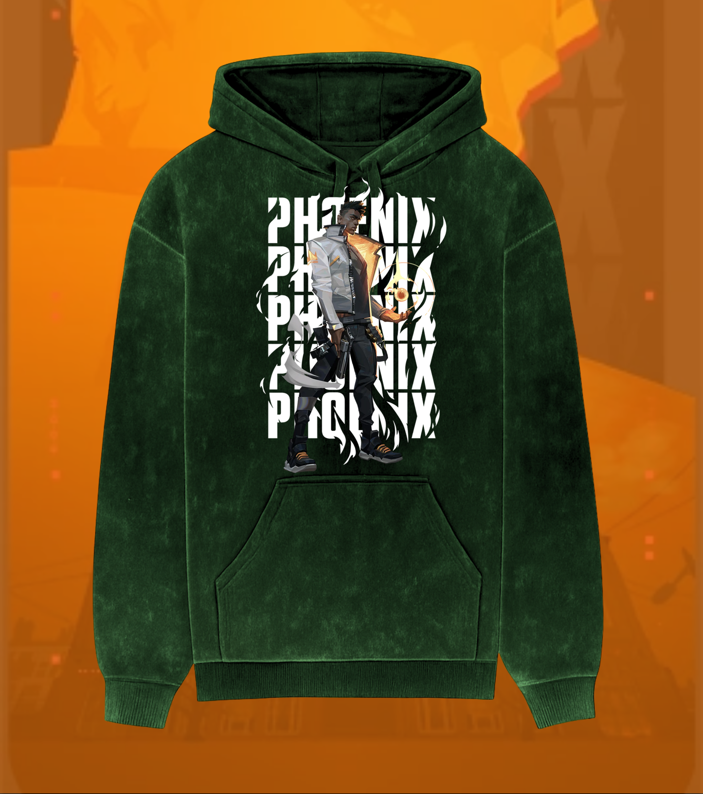 Phoenix | Valorant – Blazing Rebirth Acid Wash Hoodie