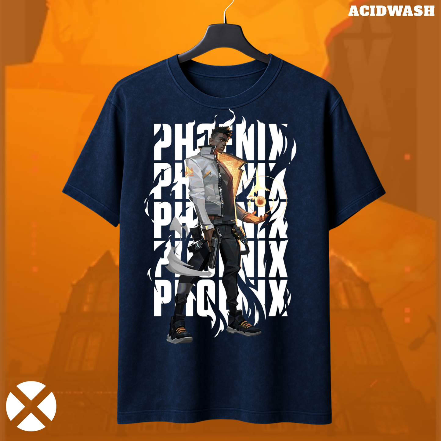 Phoenix | Valorant – Blazing Rebirth Acid Wash Tee