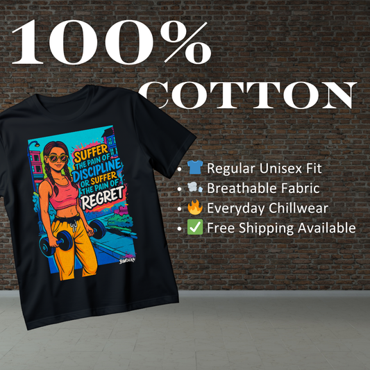Suffer the Pain of Discipline or the Pain of Regret – Bold Fitness T-Shirt