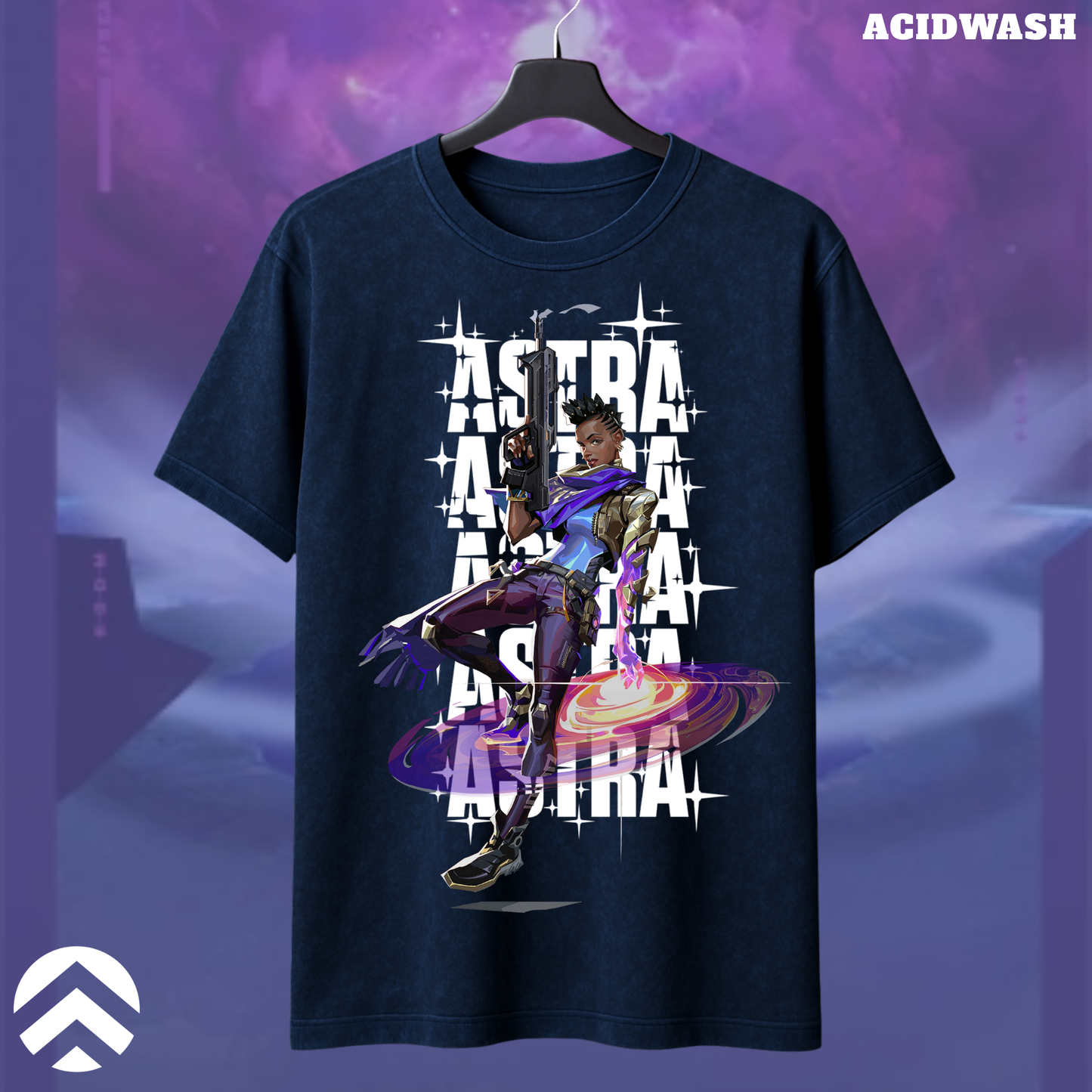 Astra | Valorant – Cosmic Vision Acid Wash Tee
