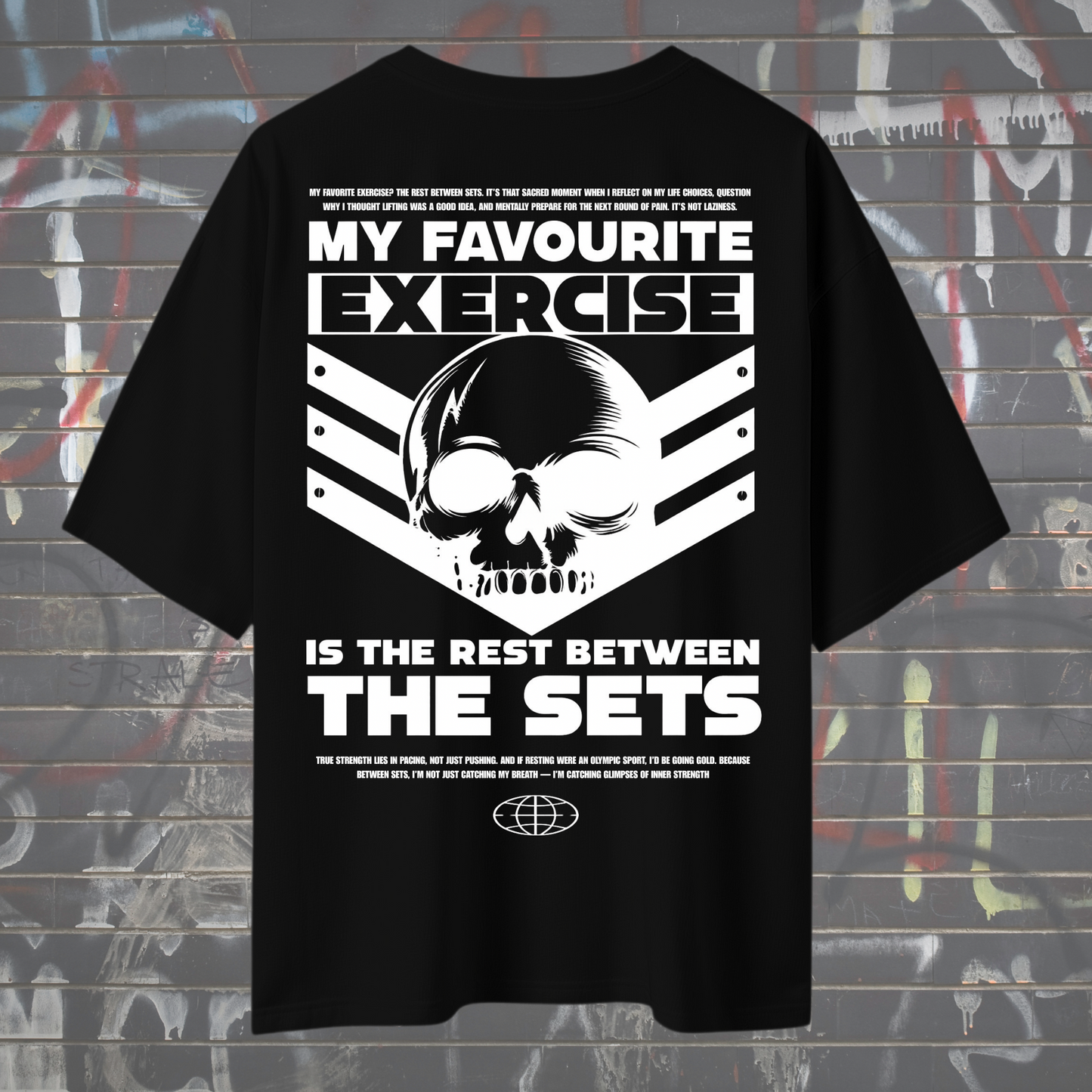 Rest Between Sets Skull Gym Tee –  Black Edition Oversized
