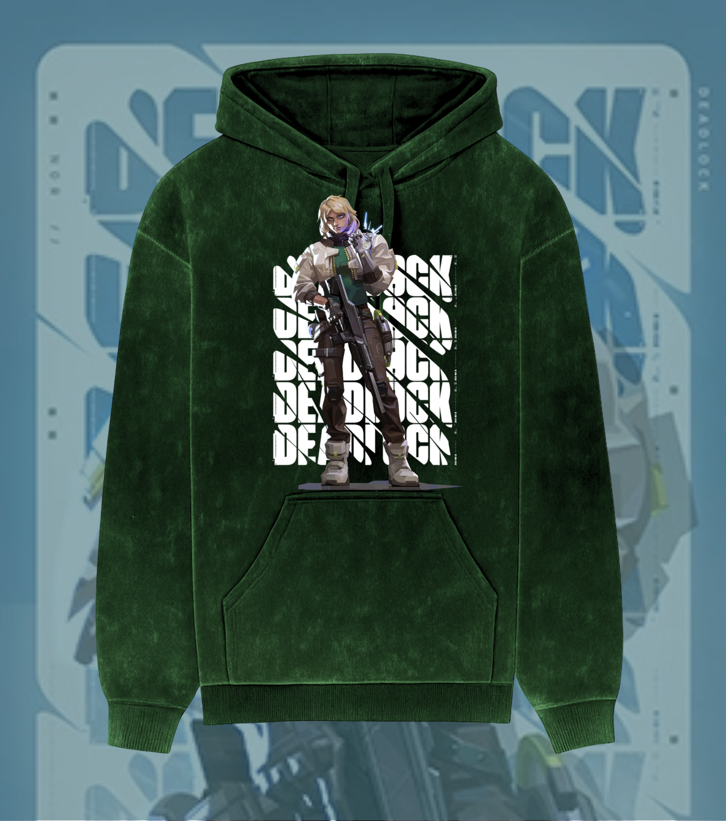 Deadlock | Valorant – Iron Grip Acid Wash Hoodie