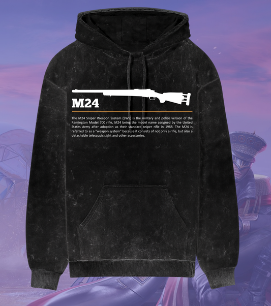 M24 Stealth Sniper Hoodie – 300 GSM Acid Wash | Bolt-Action Icon BGMI