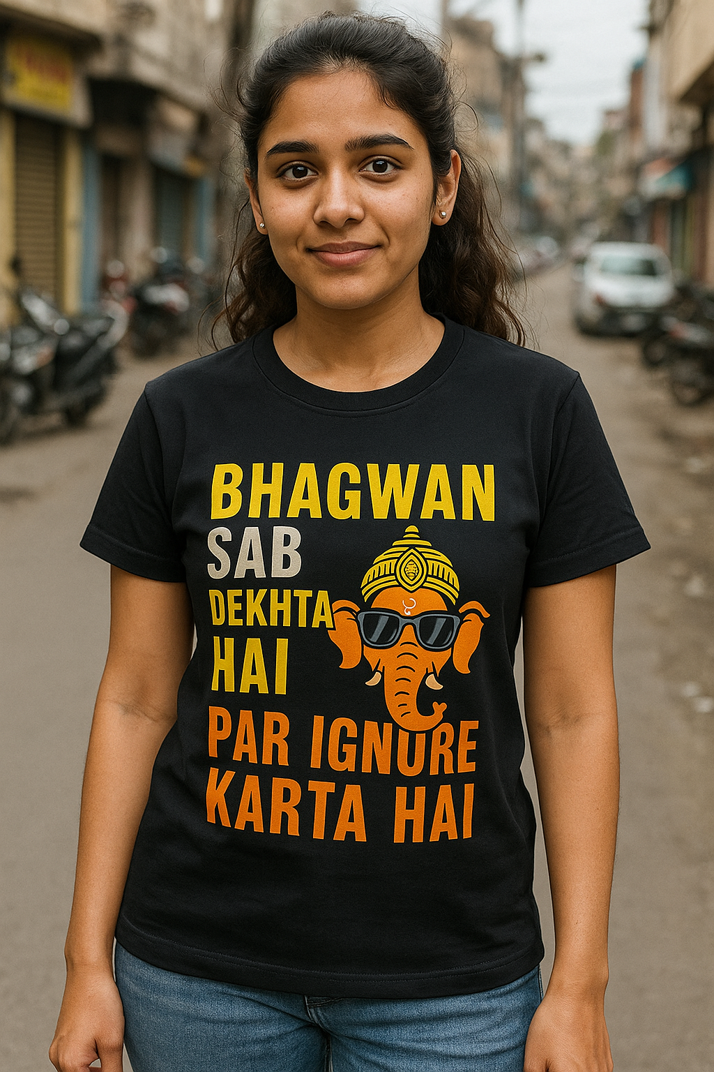 Bhagwan Sab Dekhta Hai Par Ignore Karta Hai' Graphic T-Shirt