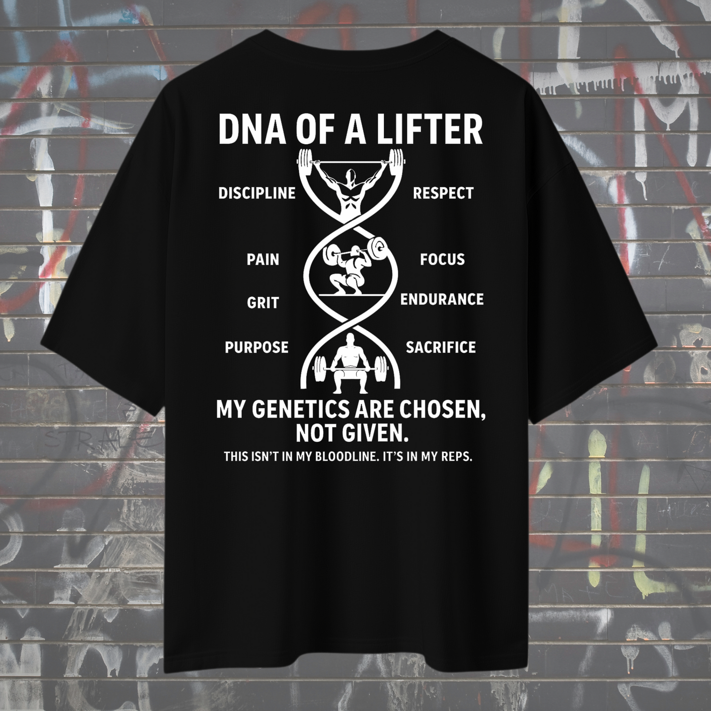 DNA of a Lifter – Oversized Motivational Gym Tee Oversized T-Shirt