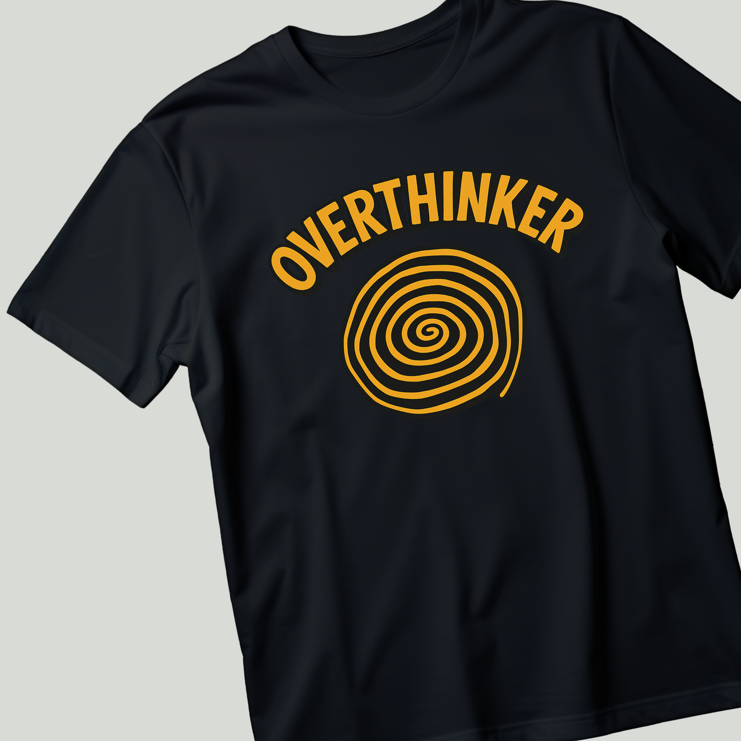 Overthinker Spiral – Black & Mustard Regular T-Shirt