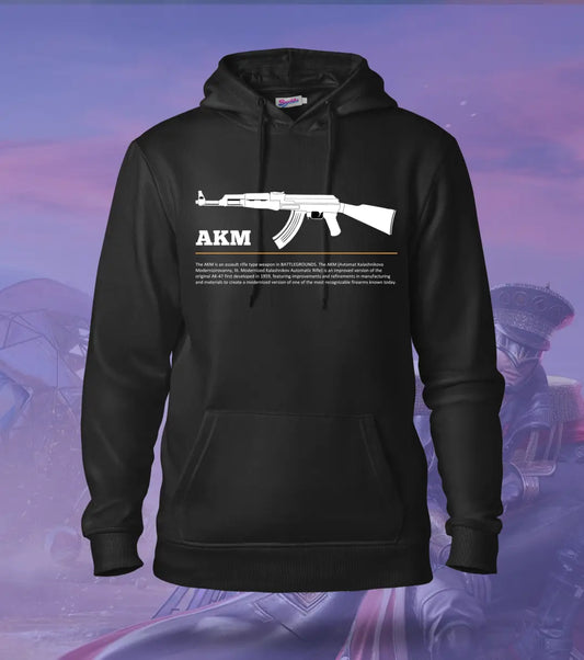 AKM โ Classic Power Modern Style BGMI Hoodie | 300 GSM Brushed Fleece - Black / XS / Regular - BGMI/PUBG