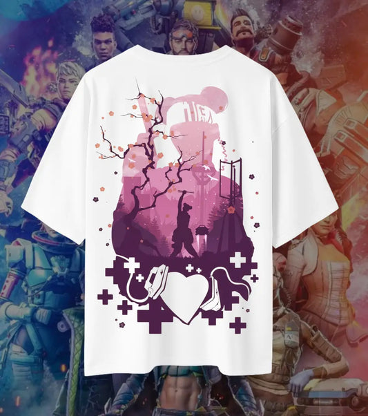 Apex Legends Lifeline Sakura Oversized T-Shirt for Men & Women | 240 GSM Premium Heavyweight Cotton Gamer Graphic Tee