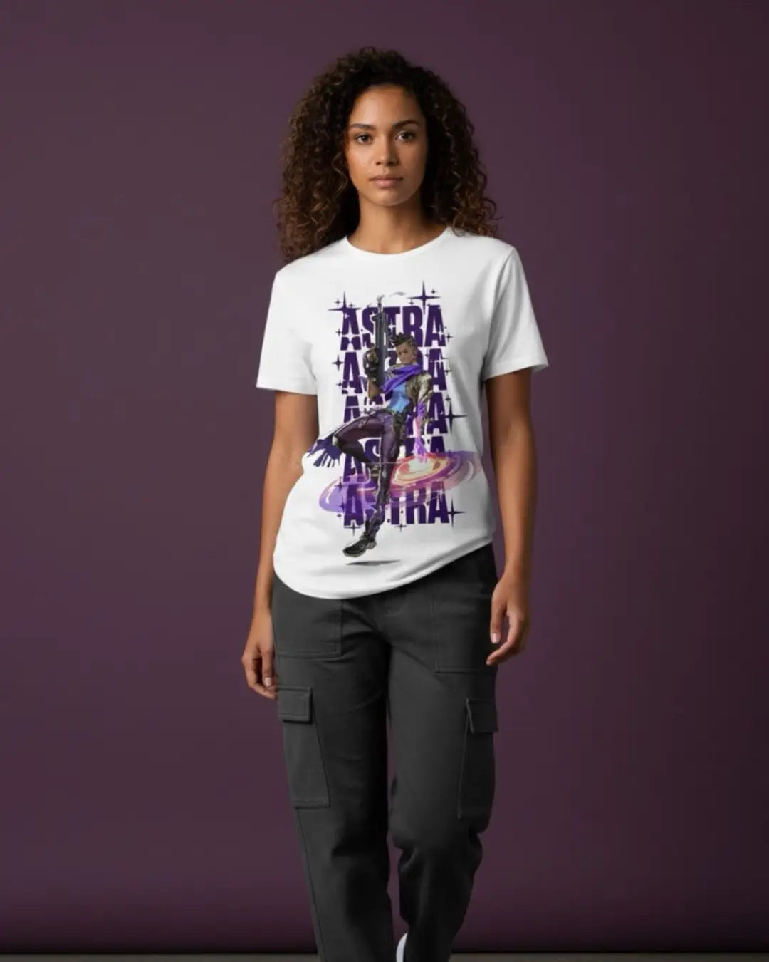Astra - Cosmic Control Valorant T Shirt | Map-Wide Mastery Tee - Front Only / White / S - Valorant