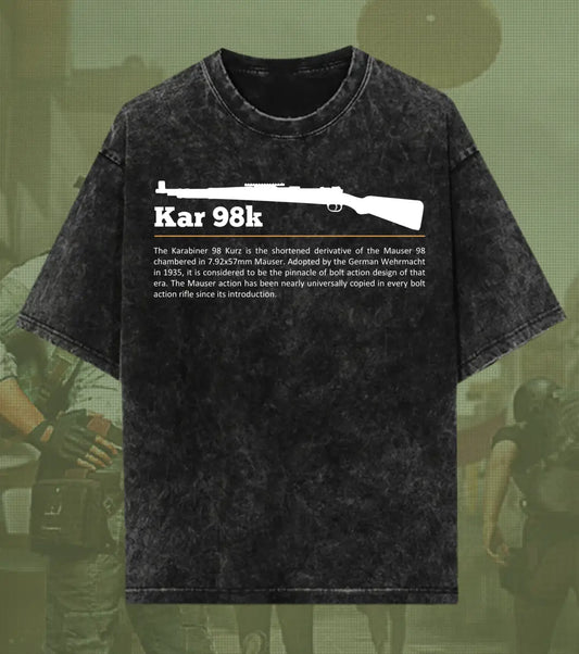 BGMI Kar98k – Marksman Legend Acid Wash Oversized T-Shirt | 240 GSM Heavyweight Tee - BGMI/PUBG