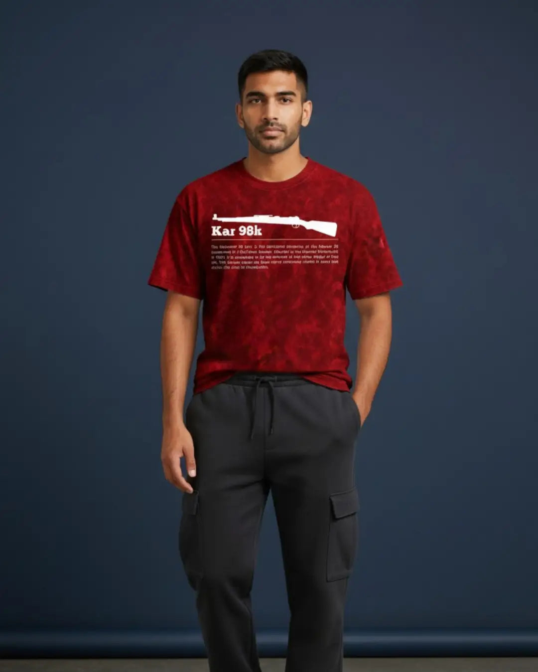 BGMI Kar98k – Marksman Legend Acid Wash Oversized T-Shirt | 240 GSM Heavyweight Tee - Maroon / S - BGMI/PUBG