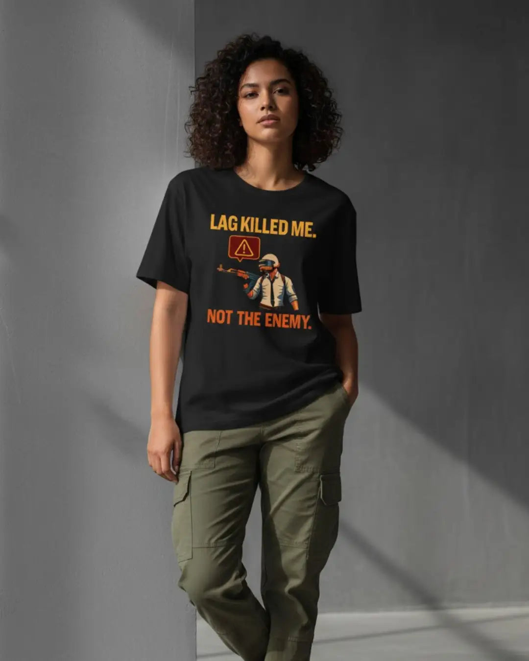 BGMI Lag Killed Me Oversized T-Shirt – Gamer Meme Tee | 240 GSM Heavyweight Gamer Tee - Black / XS / 180GSM - Valorant