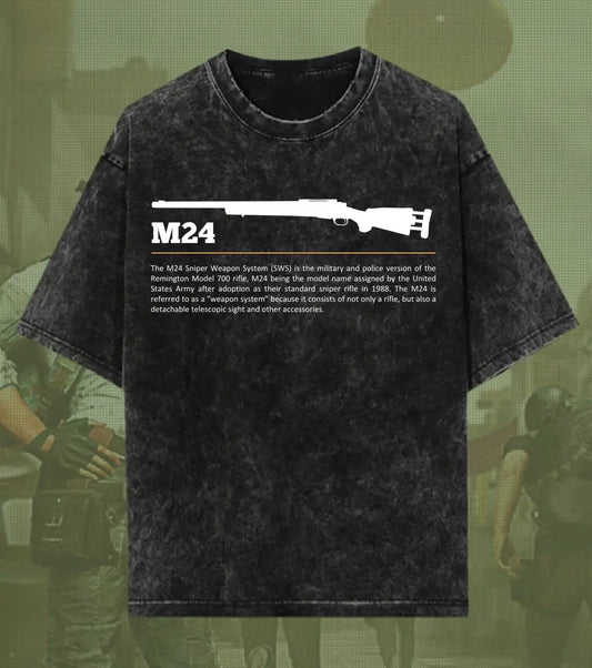 BGMI M24 – Elite Sniper Acid Wash Oversized T-Shirt | 240 GSM Heavyweight Tee - BGMI/PUBG