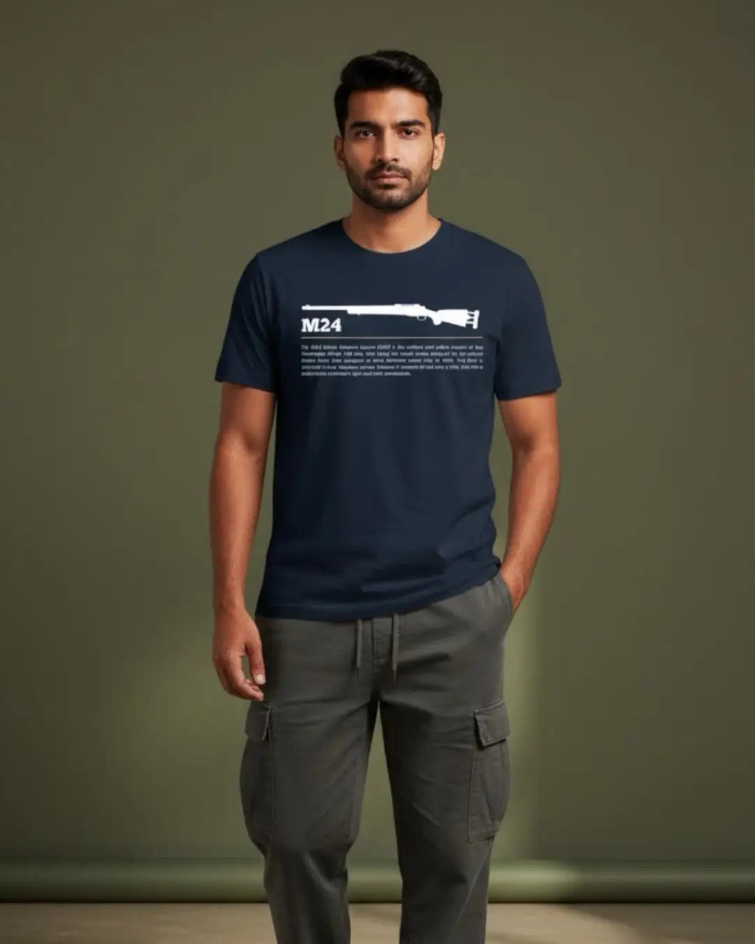 BGMI M24 T-Shirt | PUBG Sniper Rifle Graphic Tee - Navy / S - BGMI/PUBG