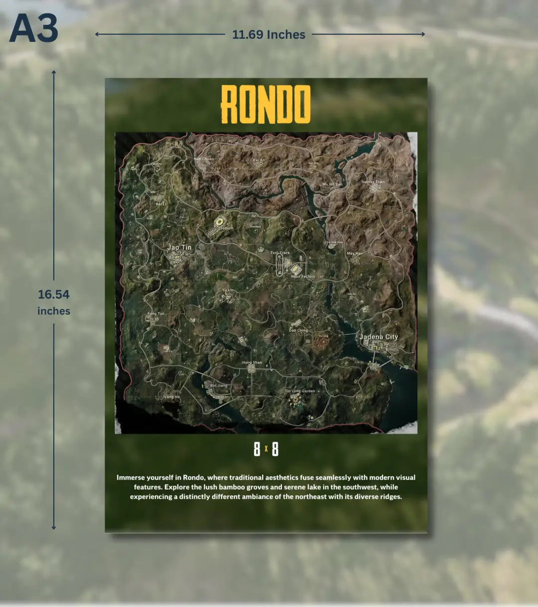 BGMI Map Wall Art Set – Erangel Miramar Sanhok & Vikendi | 300 GSM Matte Poster - Rondo / A3 / Unframed - BGMI/PUBG