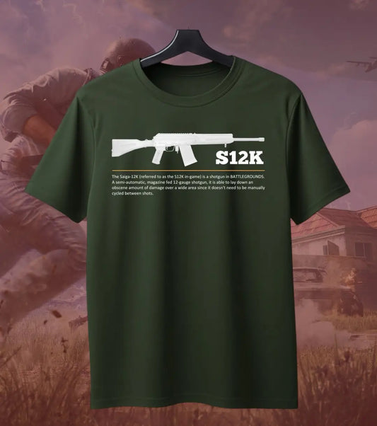 BGMI S12K T-Shirt | PUBG Shotgun Graphic Tee - BGMI/PUBG