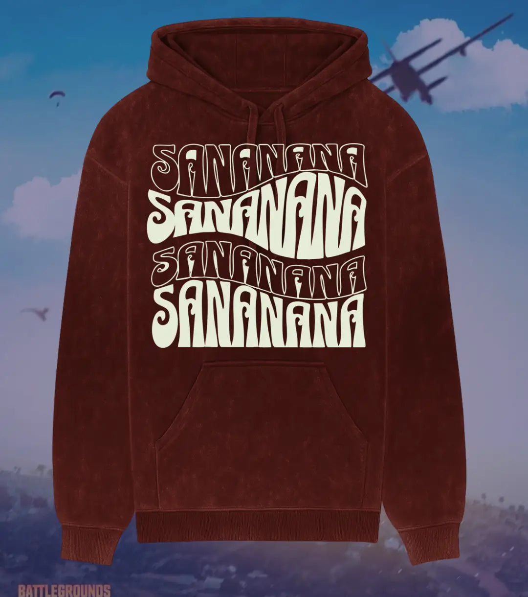 BGMI SANANANA – OG Acid Wash Hoodie | 300 GSM Heavyweight Fleece - Maroon / S - BGMI/PUBG