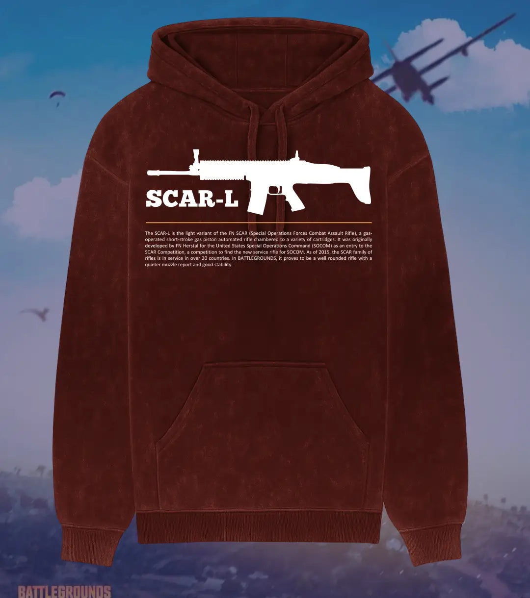 BGMI SCAR-L Covert Ops Hoodie – Acid Wash | 300 GSM Heavyweight Fleece - BGMI/PUBG