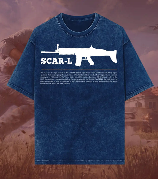 BGMI SCAR-L – Shadow Ops Acid Wash Oversized T-Shirt | 240 GSM Heavyweight Tee - BGMI/PUBG