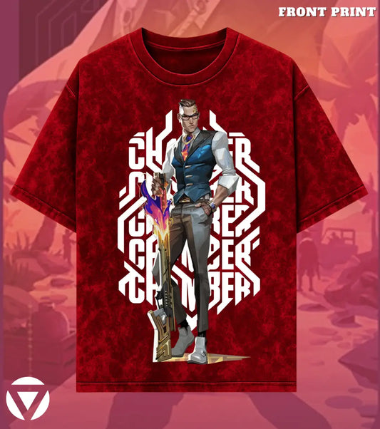 Chamber – Deadly Elegance Valorant Acid Wash Tee | Bold Gamer Streetwear - Valorant