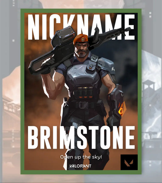 Custom Valorant Poster – Personalized Wall Art | Make It Yours - Brimstone / A4 / Bottle Green - Valorant