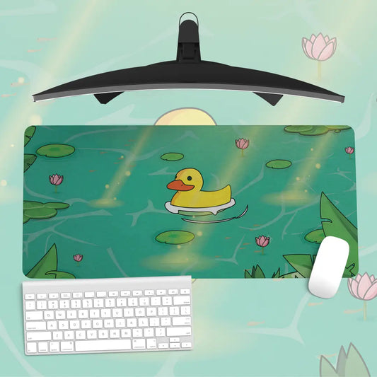 Cute Rubber Duck Pond Mouse Pad – Aesthetic Desk Mat