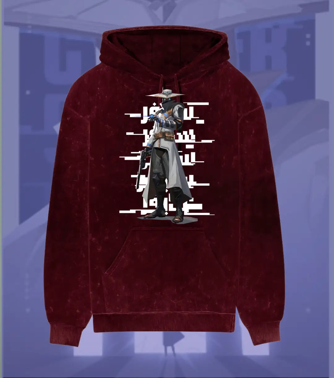 Cypher – Silent Watch Valorant Acid Wash Hoodie | Premium Gamer Streetwear - Maroon / XS - Valorant