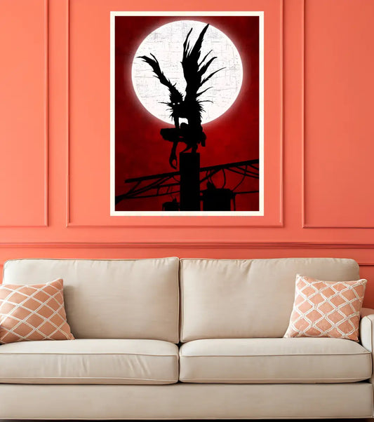 Death Note Ryuk Silhouette Poster | Full Moon Anime Wall Art - Death Note