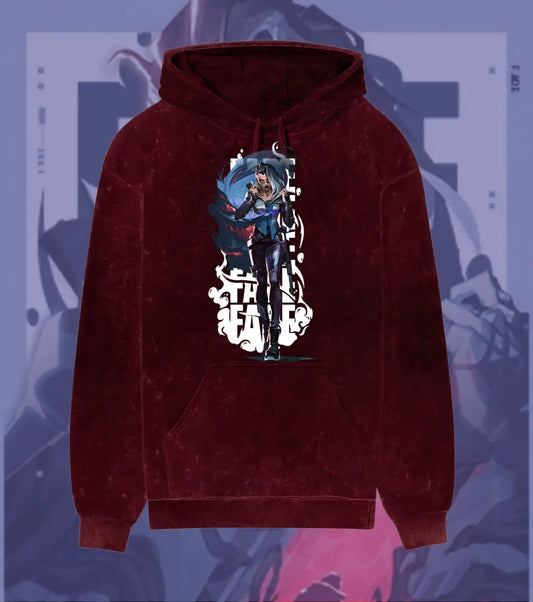 Fade – Nightmare’s Embrace Valorant Acid Wash Hoodie | Premium Gamer Streetwear - Maroon / XS - Valorant