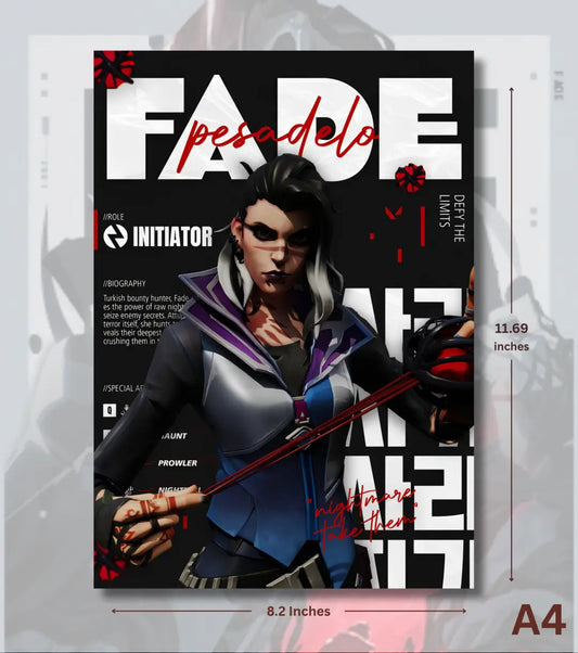 Fade Valorant Poster – Nightmare Energy Wall Art | Dark Vibes Strong Presence - A4 - Valorant