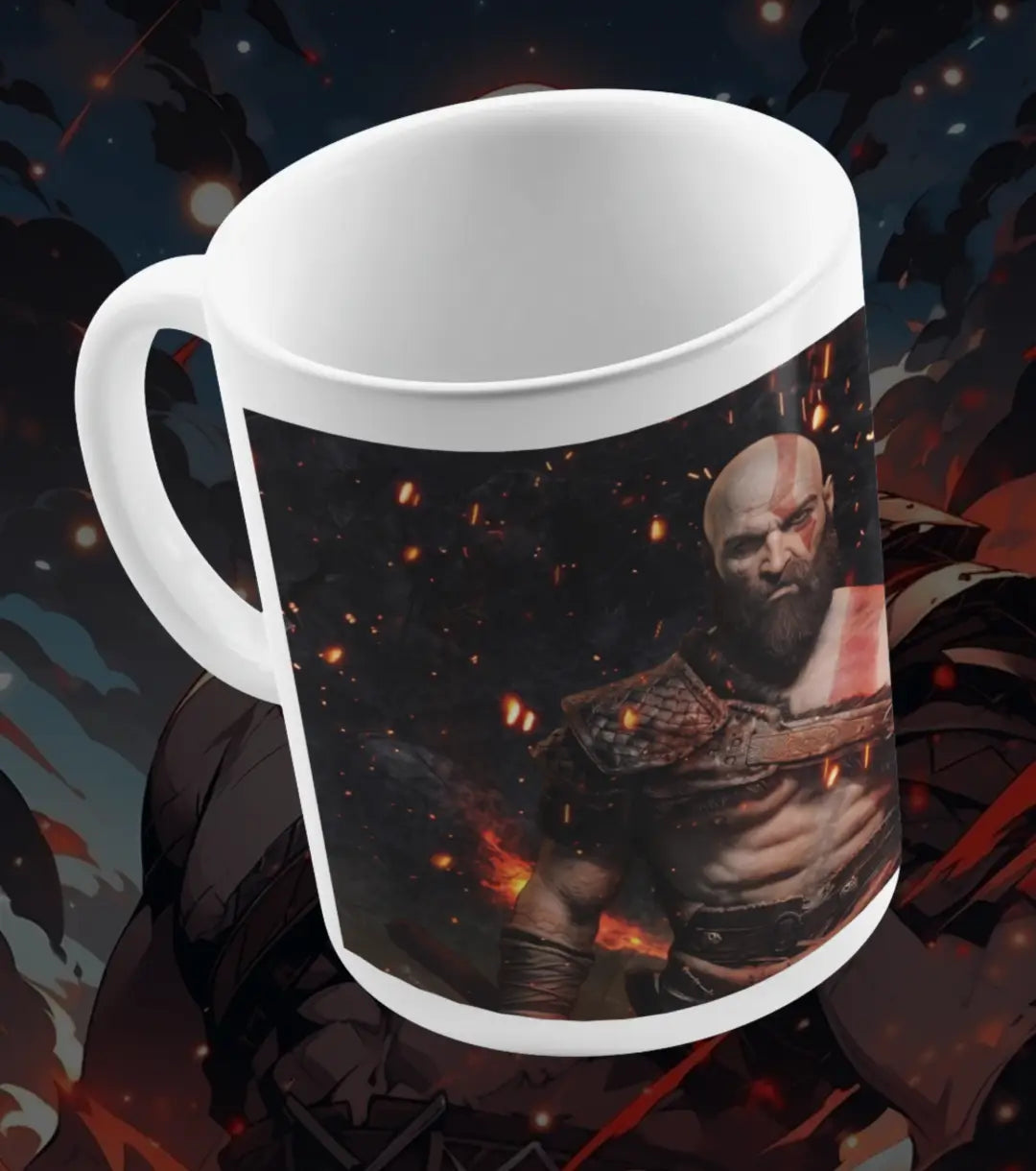 God of War Kratos Rage Mug โ Black Gaming Coffee Mug | Spartan Warrior Design | Premium Ceramic Gamer Gift - god of war